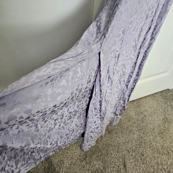 Topshop Heart Jacquard Slip Dress Womens Size 10 Purple Silky Maxi Fairy Elegant - Picture 9 of 12